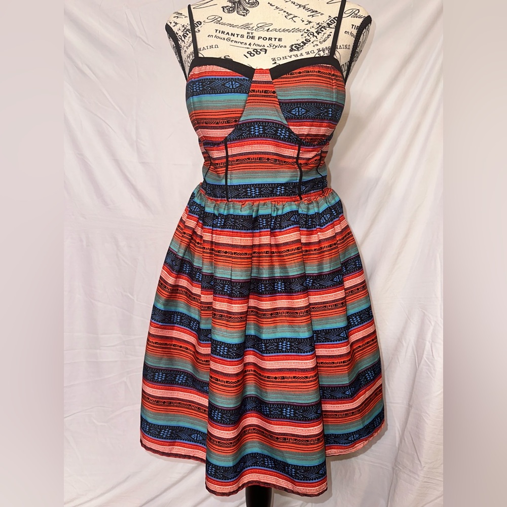 Multi-Colored Sun Dress with Built in Bra